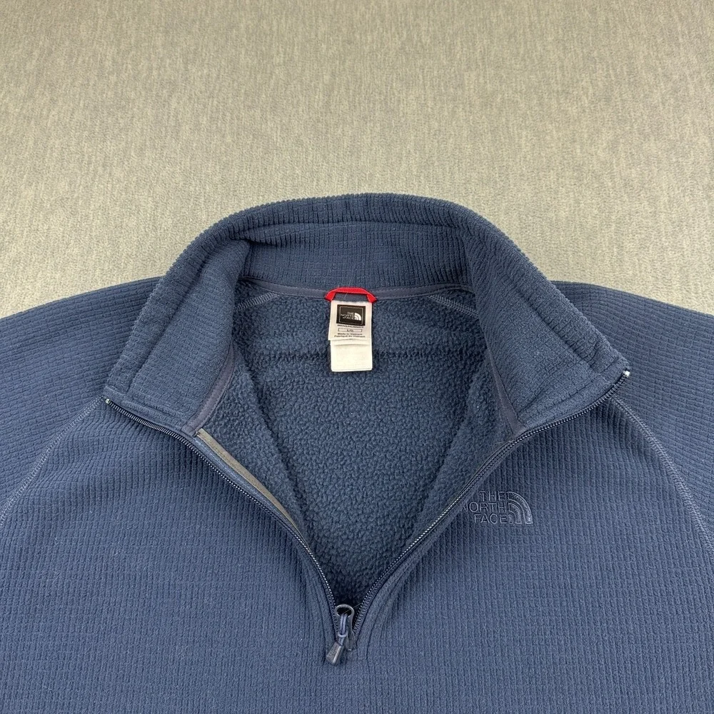 The North Face Sweater‎ Mens Large Blue1/4 Zip Fleece Pullover Mock Neck Casual